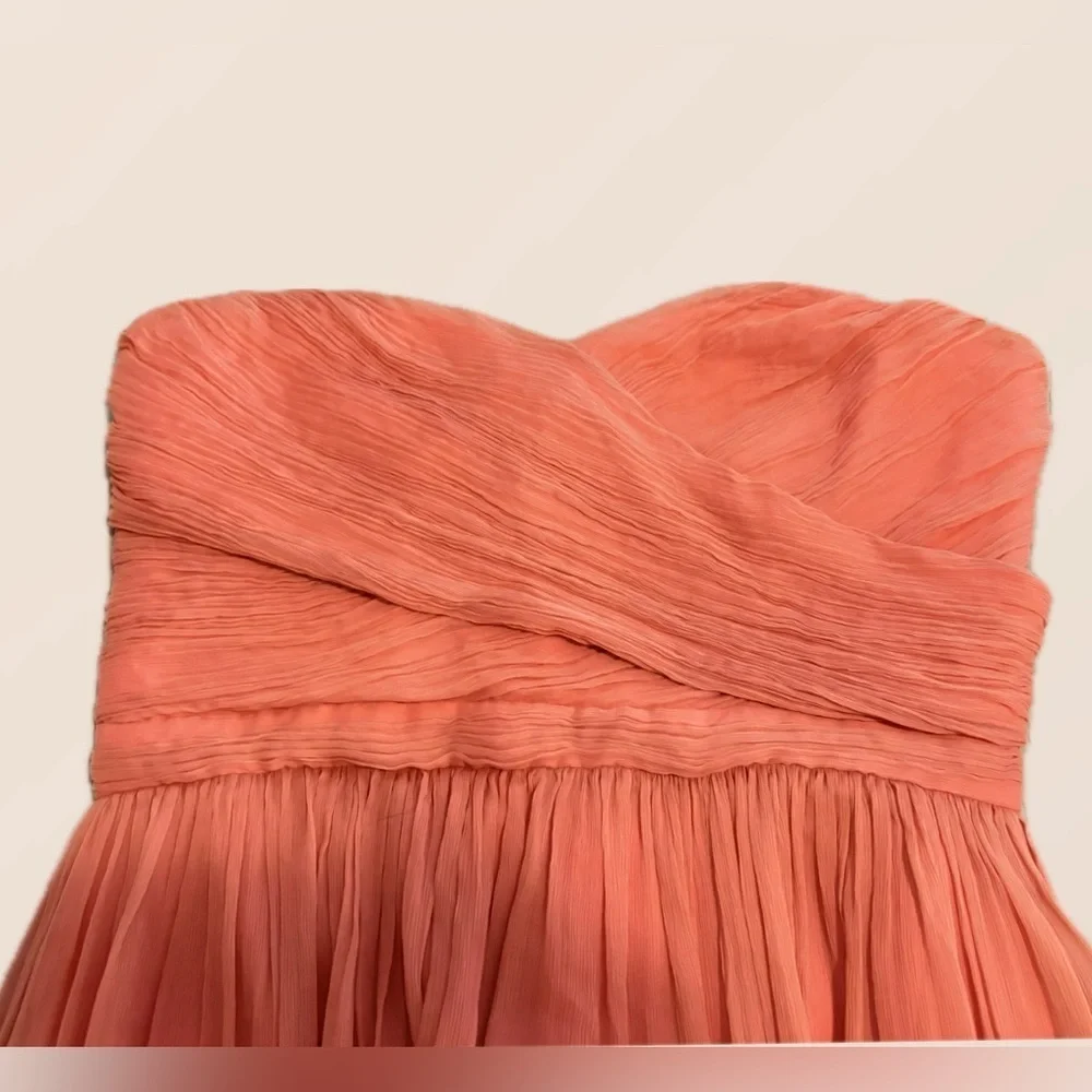 J. Crew 100% Silk Size 6 Coral Ruffle Wrap Women Dress Formal